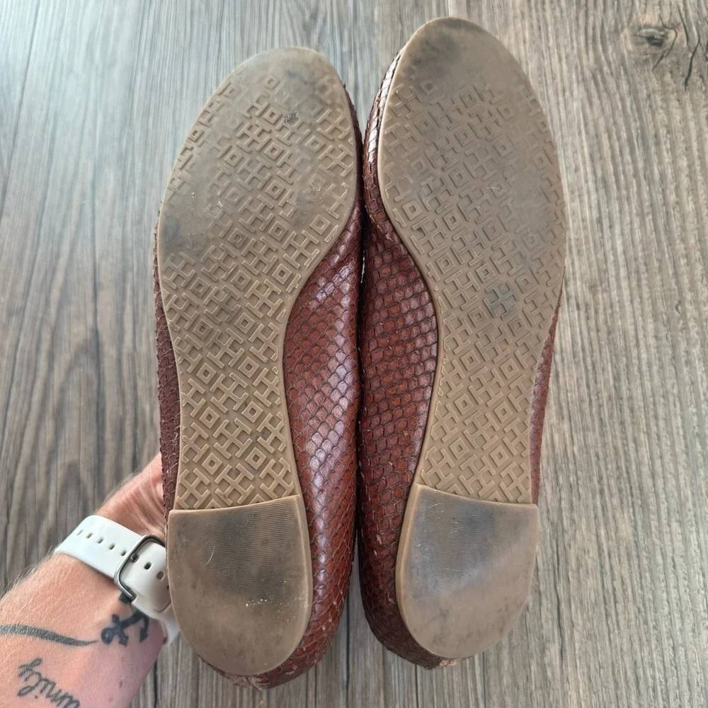 Tory Burch Reptile Brown Ballet Flats Size 7
